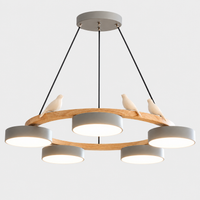 Lustre Suspendu Oiseaux en Anneau Gris – 5 Lumières