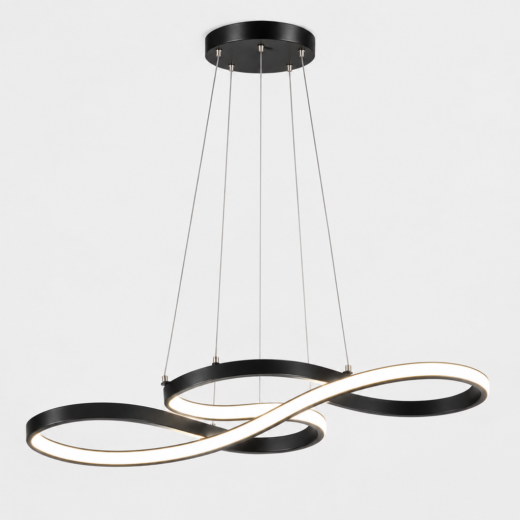Lustre Suspendu LED Noir à Boucles – 75 ou 92 cm