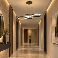Lustre Suspendu LED Noir à Boucles – 75 ou 92 cm