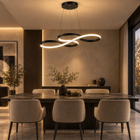 Lustre Suspendu LED Noir à Boucles – 75 ou 92 cm