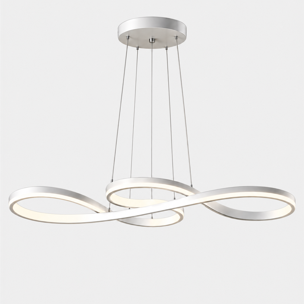 Lustre Suspendu LED Argent à Boucles – 75 ou 92 cm