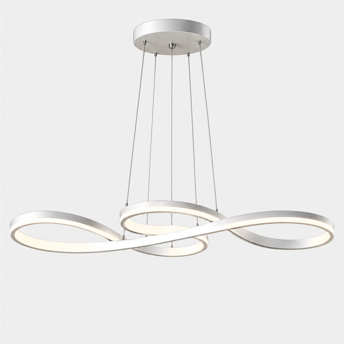 Lustre Suspendu LED Argent à Boucles – 75 ou 92 cm