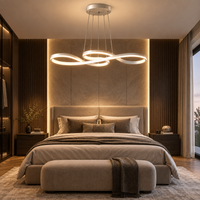 Lustre Suspendu LED Argent à Boucles – 75 ou 92 cm