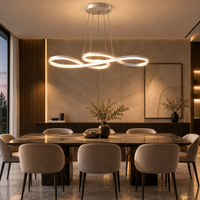 Lustre Suspendu LED Argent à Boucles – 75 ou 92 cm
