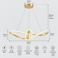 Lustre Suspendu LED Doré à Nœud – 70 cm