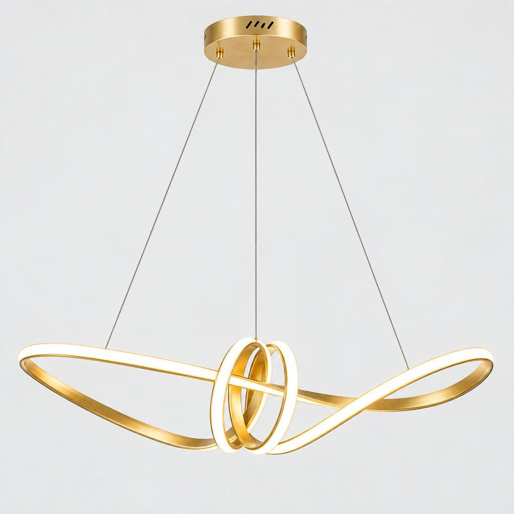 Lustre Suspendu LED Doré à Nœud – 70 cm