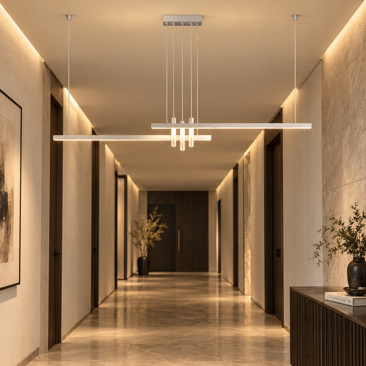 Lustre Linéaire LED Blanc – 120 à 250 cm