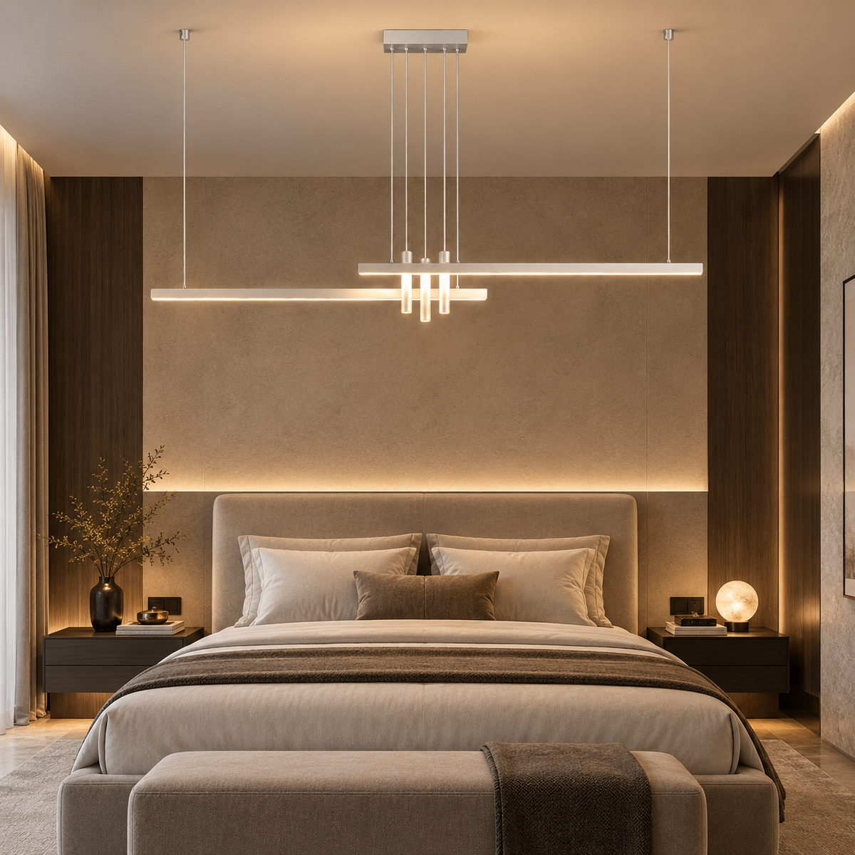 Lustre Linéaire LED Blanc – 120 à 250 cm