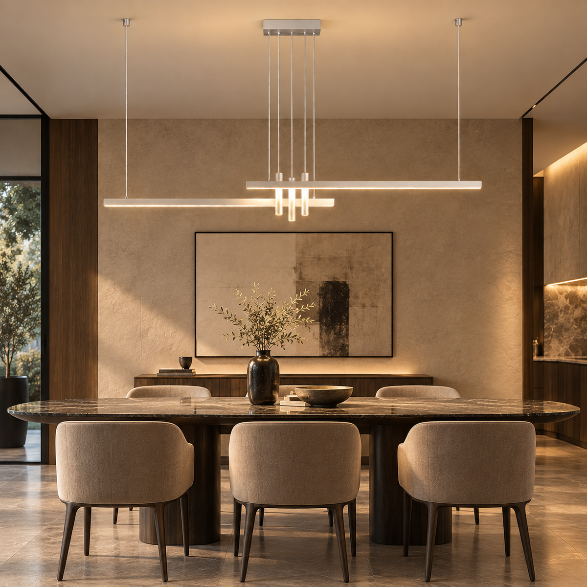 Lustre Linéaire LED Blanc – 120 à 250 cm