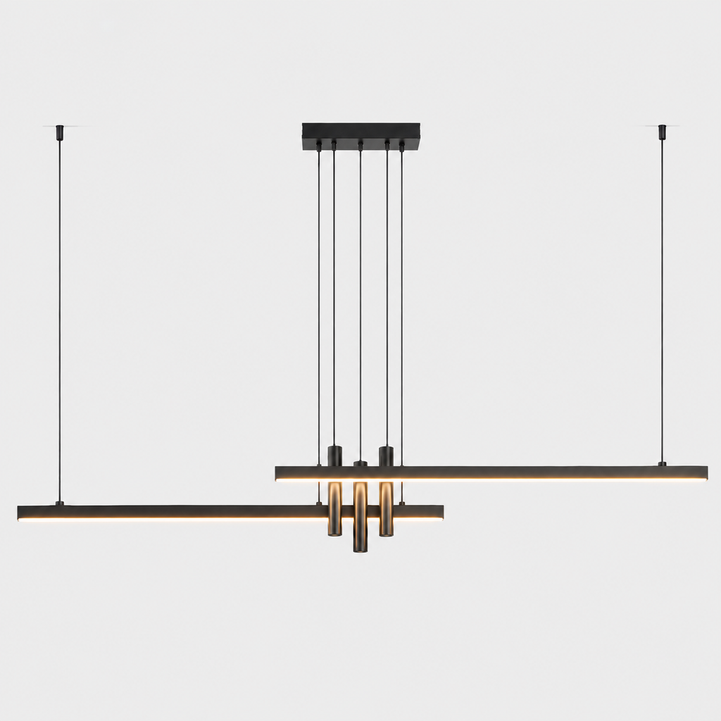 Lustre Linéaire LED Noir – 120 à 250 cm