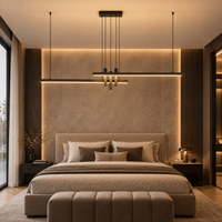 Lustre Linéaire LED Noir – 120 à 250 cm