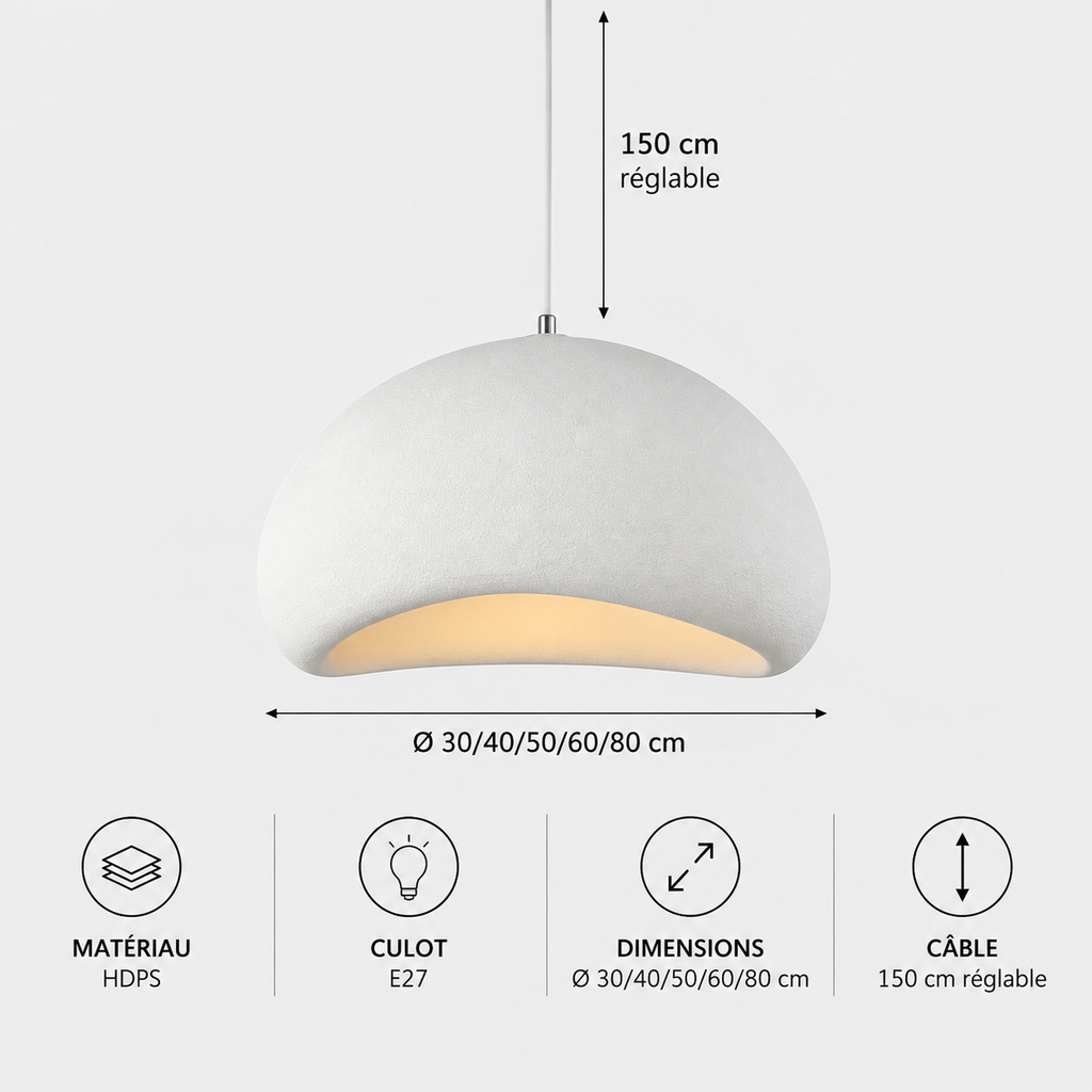 Lustre Suspendu Wabi-Sabi Blanc – Ø 50 cm