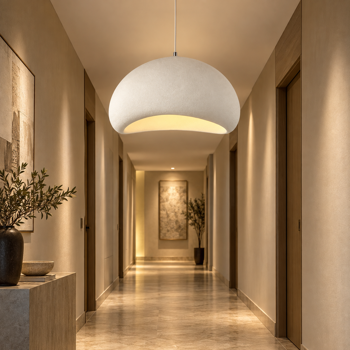 Lustre Suspendu Wabi-Sabi Blanc – Ø 50 cm