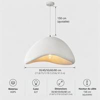 Lustre Suspendu Wabi-Sabi Blanc – Ø 30 à 80 cm