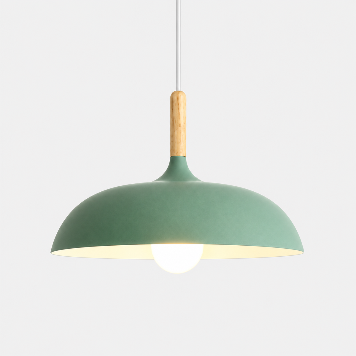 Lustre Suspendu en Bois et Métal Vert – Culot E27