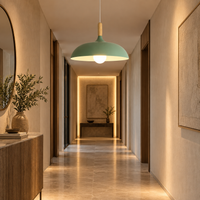Lustre Suspendu en Bois et Métal Vert – Culot E27