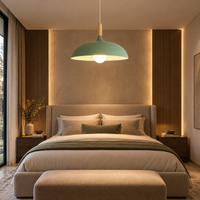 Lustre Suspendu en Bois et Métal Vert – Culot E27