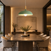 Lustre Suspendu en Bois et Métal Vert – Culot E27
