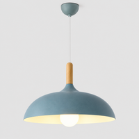 Lustre Suspendu en Bois et Métal Bleu – Culot E27
