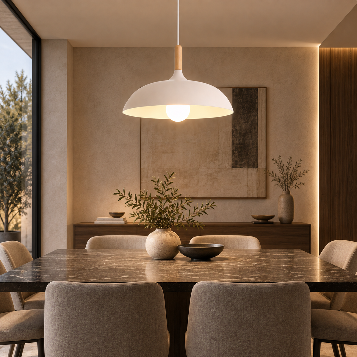 Lustre Suspendu en Bois et Métal Rose – Culot E27