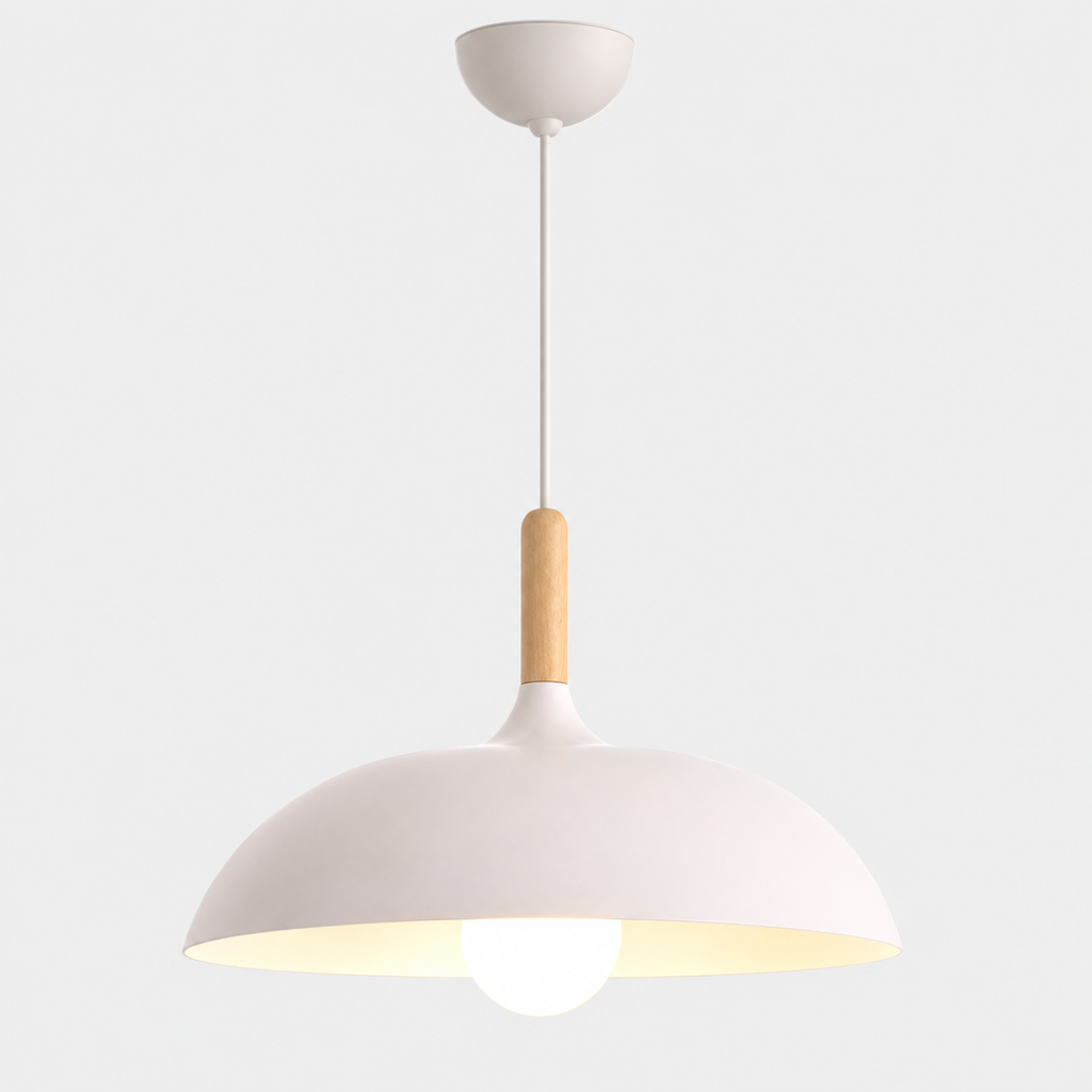 Lustre Suspendu en Bois et Métal Rose – Culot E27