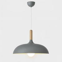 Lustre Suspendu en Bois et Métal Gris – Culot E27