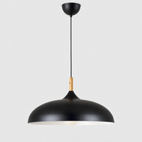 Lustre Suspendu en Bois et Métal Noir – Culot E27
