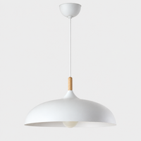 Lustre Suspendu en Bois et Métal Blanc – Culot E27