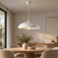 Lustre Suspendu en Bois et Métal Blanc – Culot E27