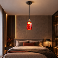 Lustre Suspendu en Verre Capsule Rouge Cramoisi