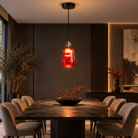 Lustre Suspendu en Verre Capsule Rouge Cramoisi