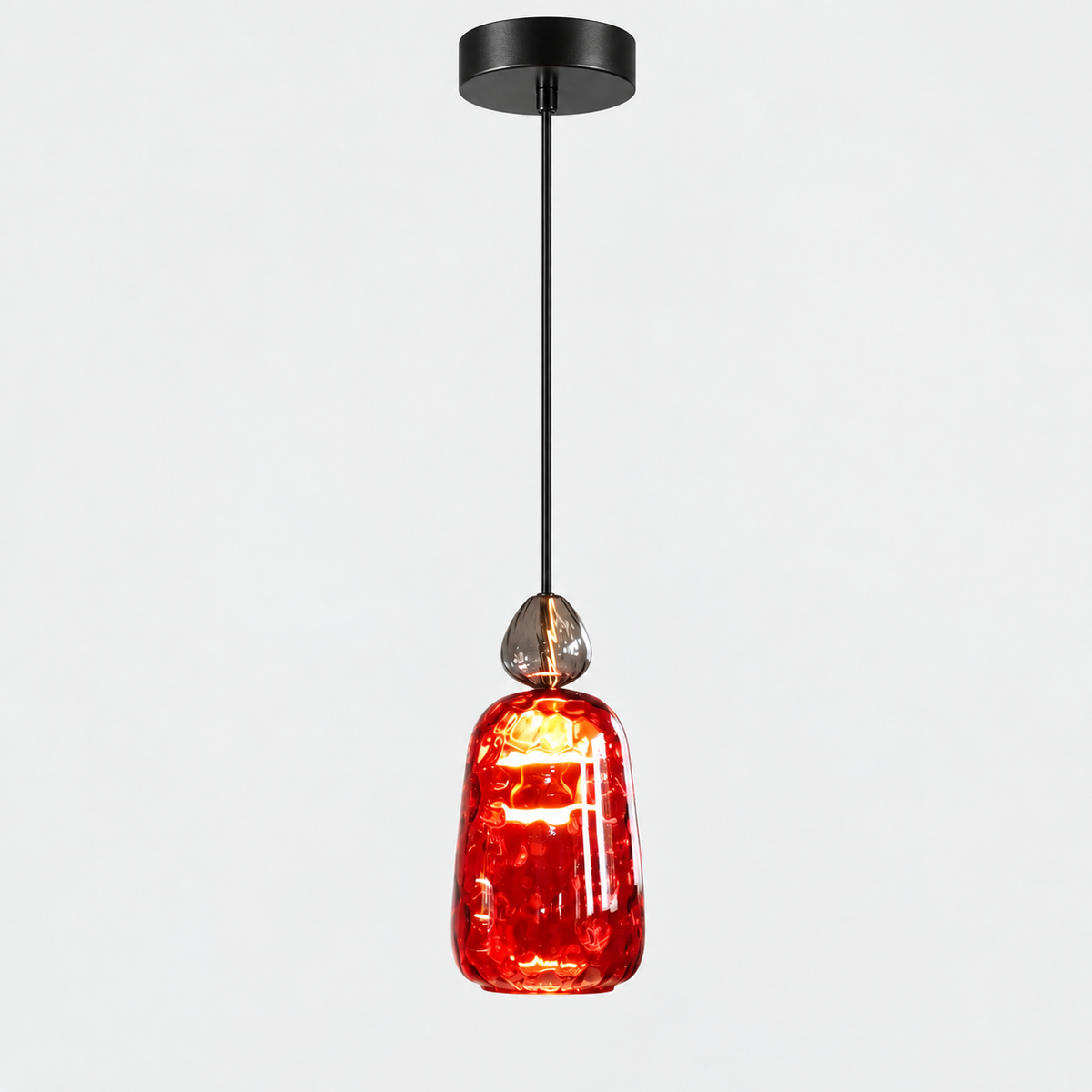 Lustre Suspendu en Verre Capsule Rouge Cramoisi
