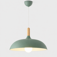 Lustre Suspendu en Bois et Métal Vert – Culot E27