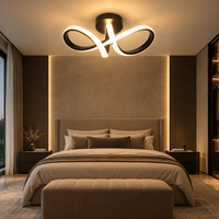 Petit Lustre Plafonnier LED Noir Moderne