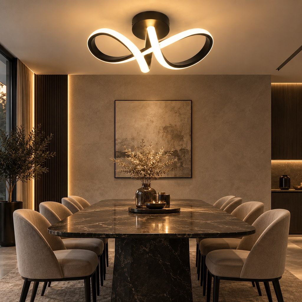 Petit Lustre Plafonnier LED Noir Moderne