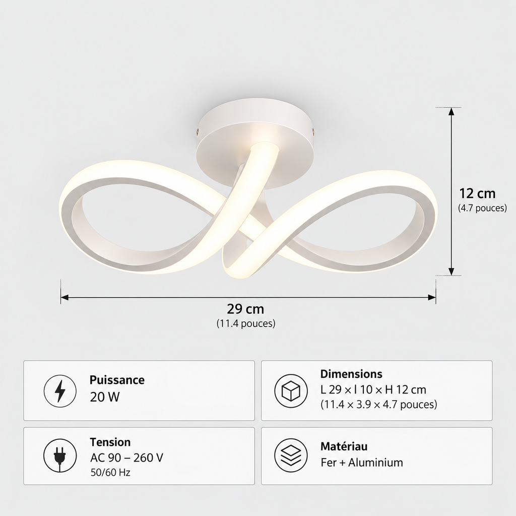 Lustre Plafonnier LED Blanc Moderne