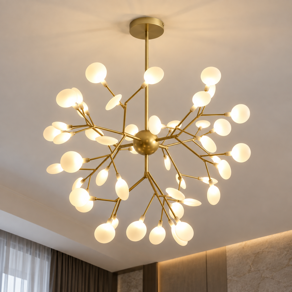 Lustre LED Doré en Boule à Branches