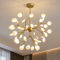 Lustre LED Doré en Boule à Branches