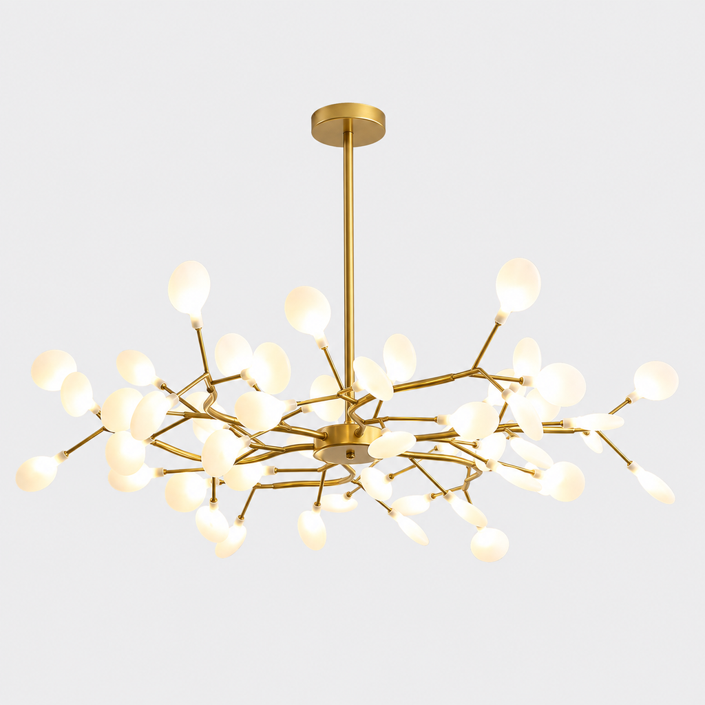 Lustre LED Doré à Branches Florales