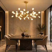 Lustre LED Doré à Branches Florales