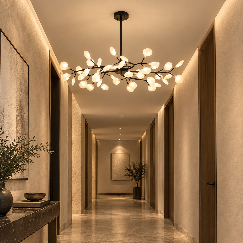 Lustre LED Noir à Branches Horizontales