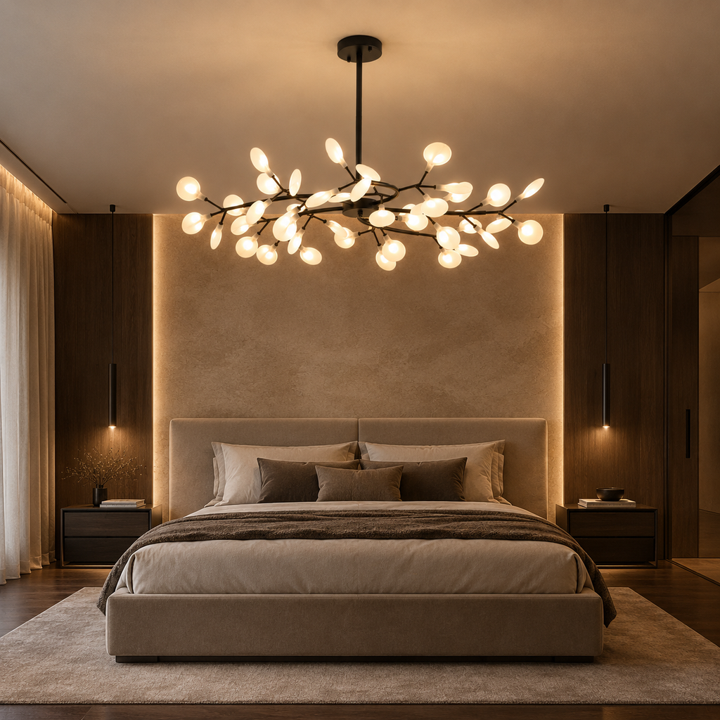 Lustre LED Noir à Branches Horizontales