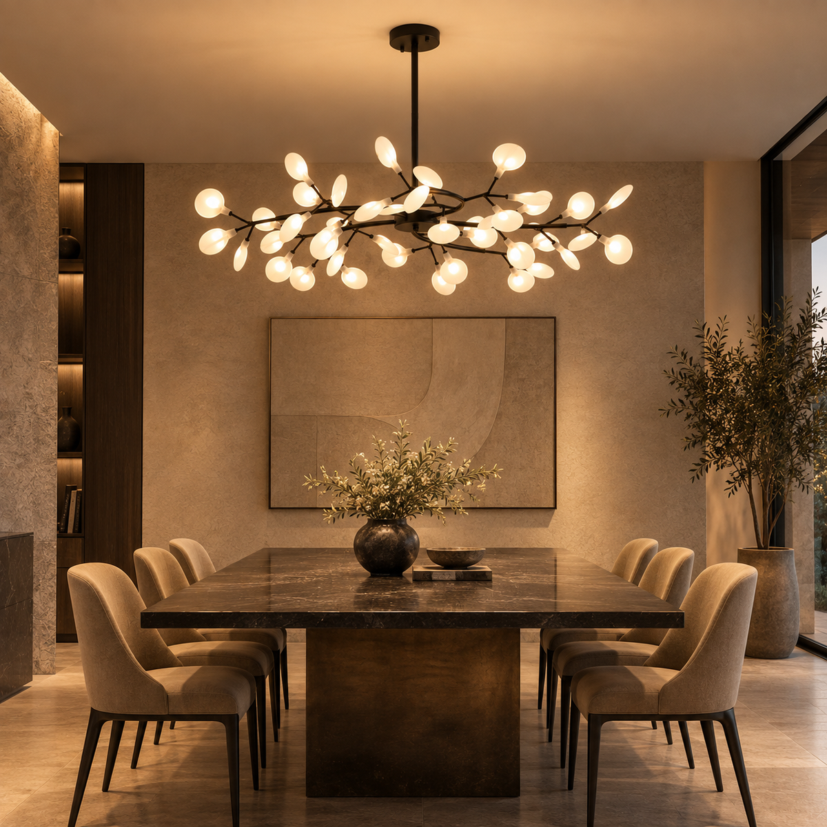 Lustre LED Noir à Branches Horizontales