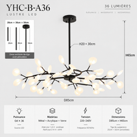 Lustre LED Noir à Branches Horizontales