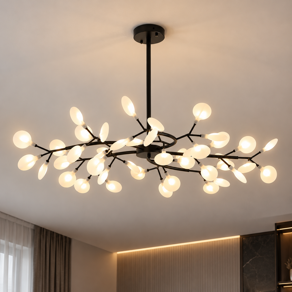 Lustre LED Noir à Branches Horizontales