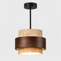 Petit Lustre LED Marron Effet Noyer – 17 cm