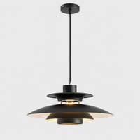 Lustre Suspendu Noir à Abat-jour Étagé