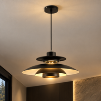 Lustre Suspendu Noir à Abat-jour Étagé