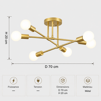 Nordic Minimalist Pendant Light Ceiling Lamp LED Chandelier Suitable for Bedrooms Living Rooms Black Gold Lighting Decoration