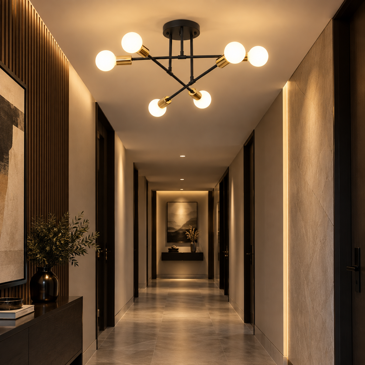 Nordic Minimalist Pendant Light Ceiling Lamp LED Chandelier Suitable for Bedrooms Living Rooms Black Gold Lighting Decoration